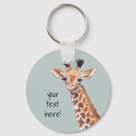 Cute Baby Giraffe Personalized Sleutelhanger (Voorkant)