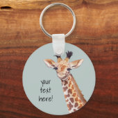 Cute Baby Giraffe Personalized Sleutelhanger (Voorkant)
