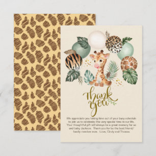 Cute Baby Giraffe Safari Animal Print Beige Bedankkaart