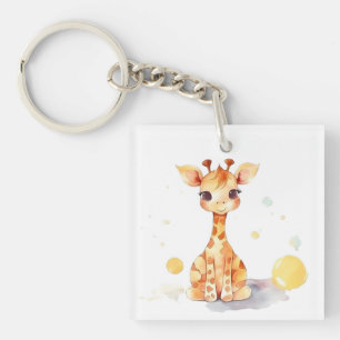 Cute Baby Giraffe Square AcrylSleutelhanger Sleutelhanger