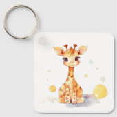 Cute Baby Giraffe Square Sleutelhanger (Voorkant)