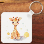 Cute Baby Giraffe Square Sleutelhanger (Achterkant)