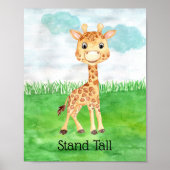 Cute Baby Giraffe Sta Rechtop Citaat Kraamkamer Poster (Voorkant)