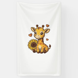 Cute Baby Giraffe Sunflower Vintage Gravure T-shir Spandoek