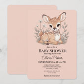 Cute Baby Girl Baby Shower Invitation (Devant / Derrière)