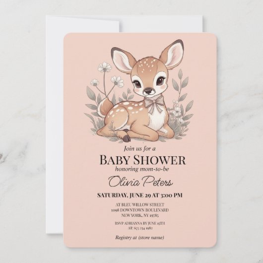 Cute Baby Girl Baby Shower Invitation (Devant)