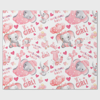 Cute Baby Girl Baby Shower & Newborn Girl Present  Cadeaupapier