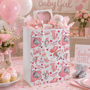 Cute Baby Girl Baby Shower & Pasgeboren Meisje Cad Medium Cadeauzakje