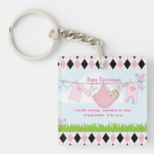 Cute Baby Girl Clothes Line Sleutelhanger