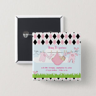 Cute Baby Girl Clothes Line Vierkante Button 5,1 Cm