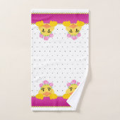 Cute Baby Girl Ducks on Rose & White (Serviette à main)