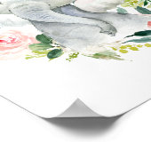 Cute Baby Girl Elephant Floral Poster (Hoek)