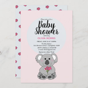 Cute Baby Girl Koala Beer Cartoon Naam Baby shower Kaart
