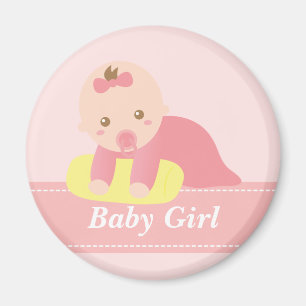 Cute Baby Girl kruipt met Pillow Magneet