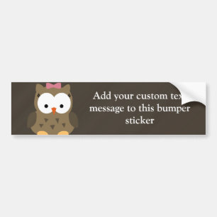 Cute Baby Girl Owl met Roze Bow Bumpersticker