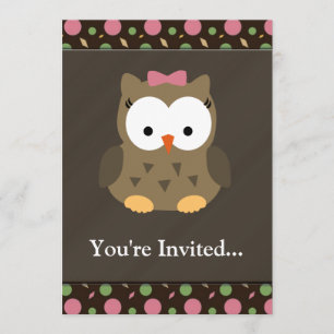 Cute Baby Girl Owl met Roze Bow Kaart