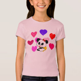 Cute Baby Girl Panda regenboog liefde harten T-shi T-shirt