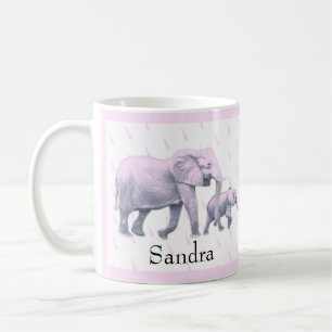 Cute Baby Girl roze blauw Elephants Baby shower Koffiemok