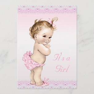 Cute Baby Girl Shower Faux Floral Lace Kaart