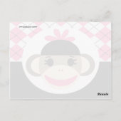 Cute Baby Girl Sock Monkey Pink Black Argyle Briefkaart (Achterkant)