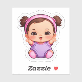 Cute Baby Girl Sticker – Adorable Cartoon Baby 