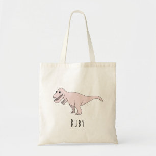Cute Baby Girl T-Rex Dinosaur met naam Diaper Tote Bag