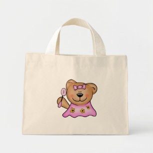 Cute Baby Girl Teddy Bear in Roze Mini Tote Bag