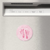 Cute Baby Girl Voetafdrukken Geboortedatum bekendm Magneet (Insitu (Vaatwasser))