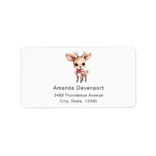 Cute Baby Herten Cartoon Illustratie Adres Etiket