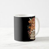 Cute Baby Highland Cow Reading Book Librarian Book Koffiemok (Voorkant rechts)