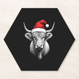 Cute Baby Highland Koe Kerstmis Sinterklaas Cadeau Kartonnen Onderzetters