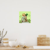 CUTE BABY HUGGING RABBIT Irish St. Patrick's Day Poster (Keuken)