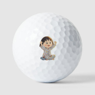 Cute Baby Illustration on Golf Ball – Playful Spor Golfballen