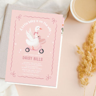 Cute Baby is op komst baby shower uitnodiging Roze