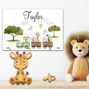 Cute Baby Jungle Dieren Reis met Trein Poster