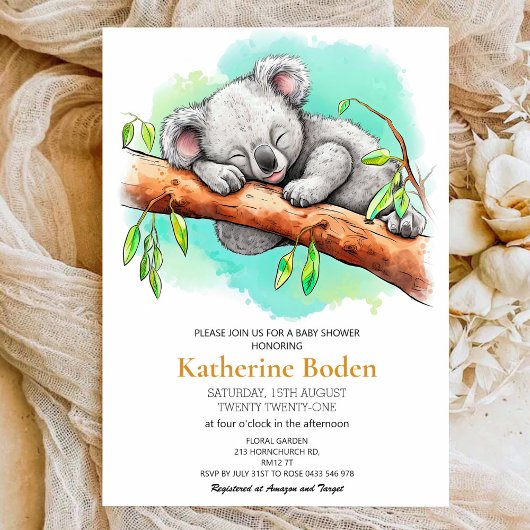Cute Baby Koala Baby shower Invitation