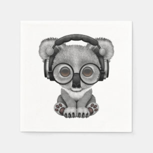 Cute Baby Koala Beer Dj hoofdtelefoons Servetten
