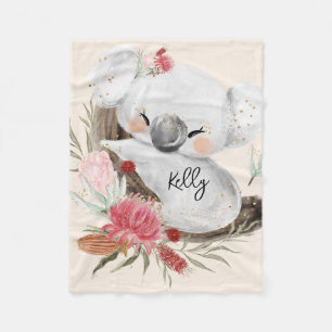 Cute Baby Koala Gold Speckle Fleece Deken