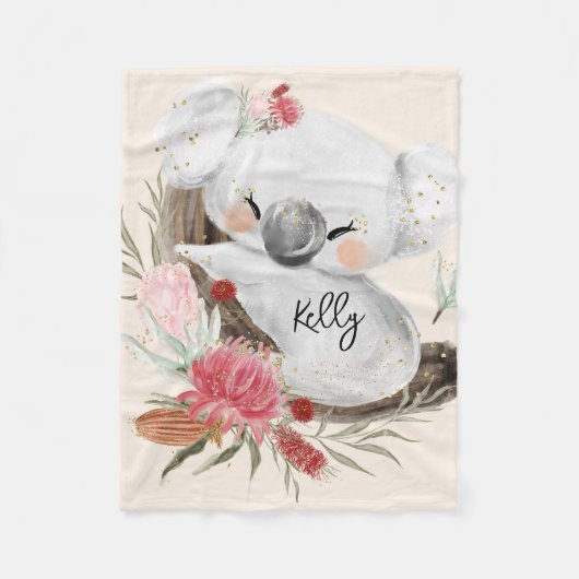 Cute Baby Koala Gold Speckle Fleece Deken (Voorkant)