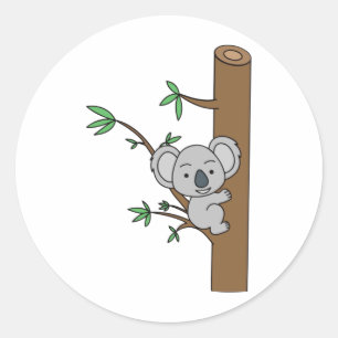 Cute Baby Koala klim een eucalyptusboom Ronde Sticker
