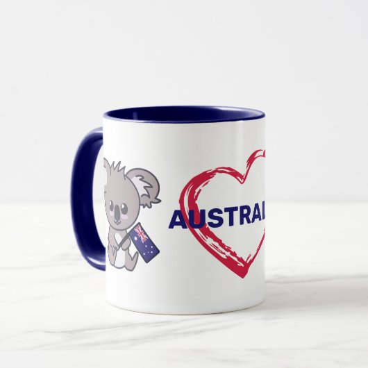 Cute baby koala met Aussie vlag & hart Koffie Mok (Voorkant links)
