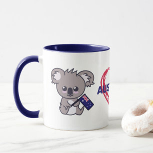 Cute baby koala met Aussie vlag & hart Koffie Mok