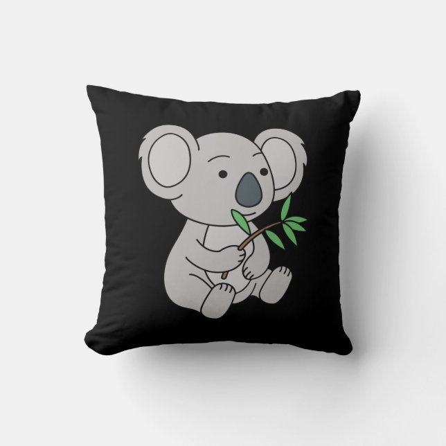 Cute Baby Koala met eucalyptusbladeren Kussen (Voorkant)