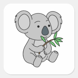 Cute Baby Koala met eucalyptusbladeren Vierkante Sticker