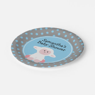 Cute Baby Lamb met Polka Dots Baby shower Papieren Bordje