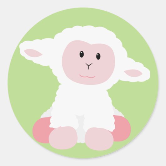 Cute Baby Lamb Ronde Sticker (Voorkant)