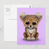Cute Baby Leopard Cub op Paars Briefkaart (Voorkant / Achterkant)