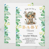 Cute Baby Lion Baby Shower Invitation (Devant / Derrière)