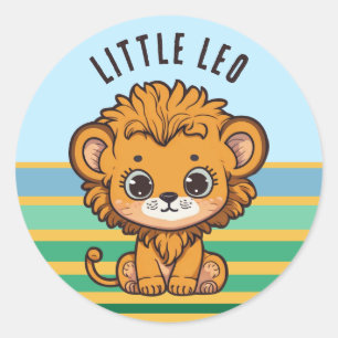 Cute baby lion cub - Little Leo Ronde Sticker
