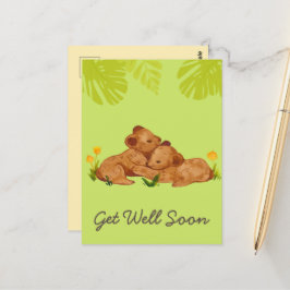 Cute Baby Lion en Aanmoediging Groen Briefkaart